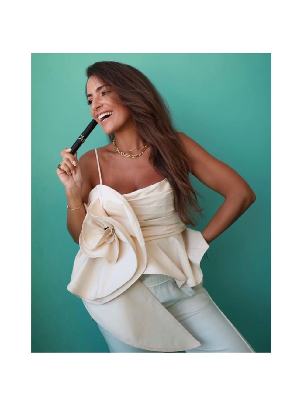Zara Limited Edition Voluminous Flower Spaghetti Strap Top